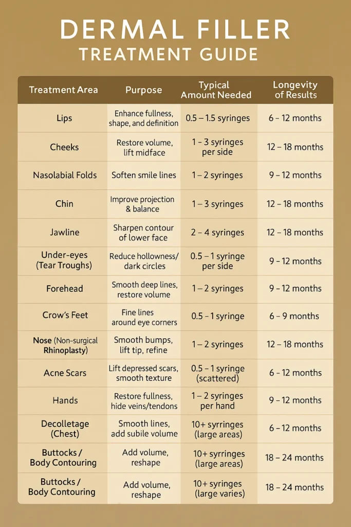 dermal filler treatment areas